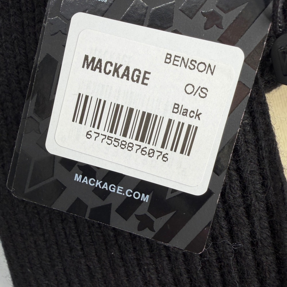 Mackage Benson Black Ribbed Knit Wool Blend Scarf NWT One Size - Picture 4 of 5